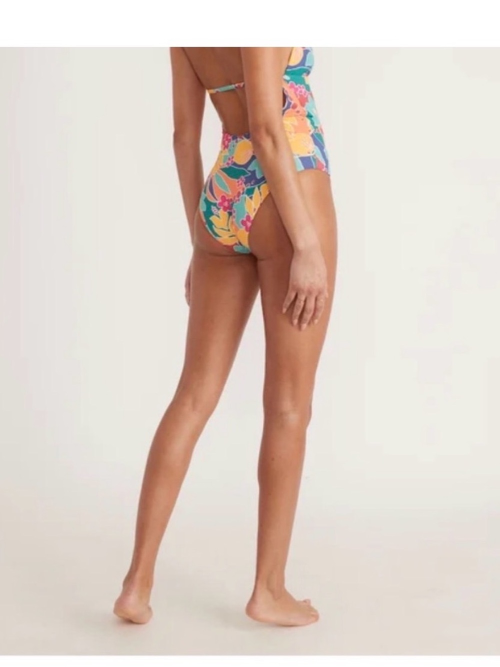 Marine Layer Plunge One Piece Swimsuit Medium Hibiscus Tropical Hawaiian Large - Picture 2 of 15